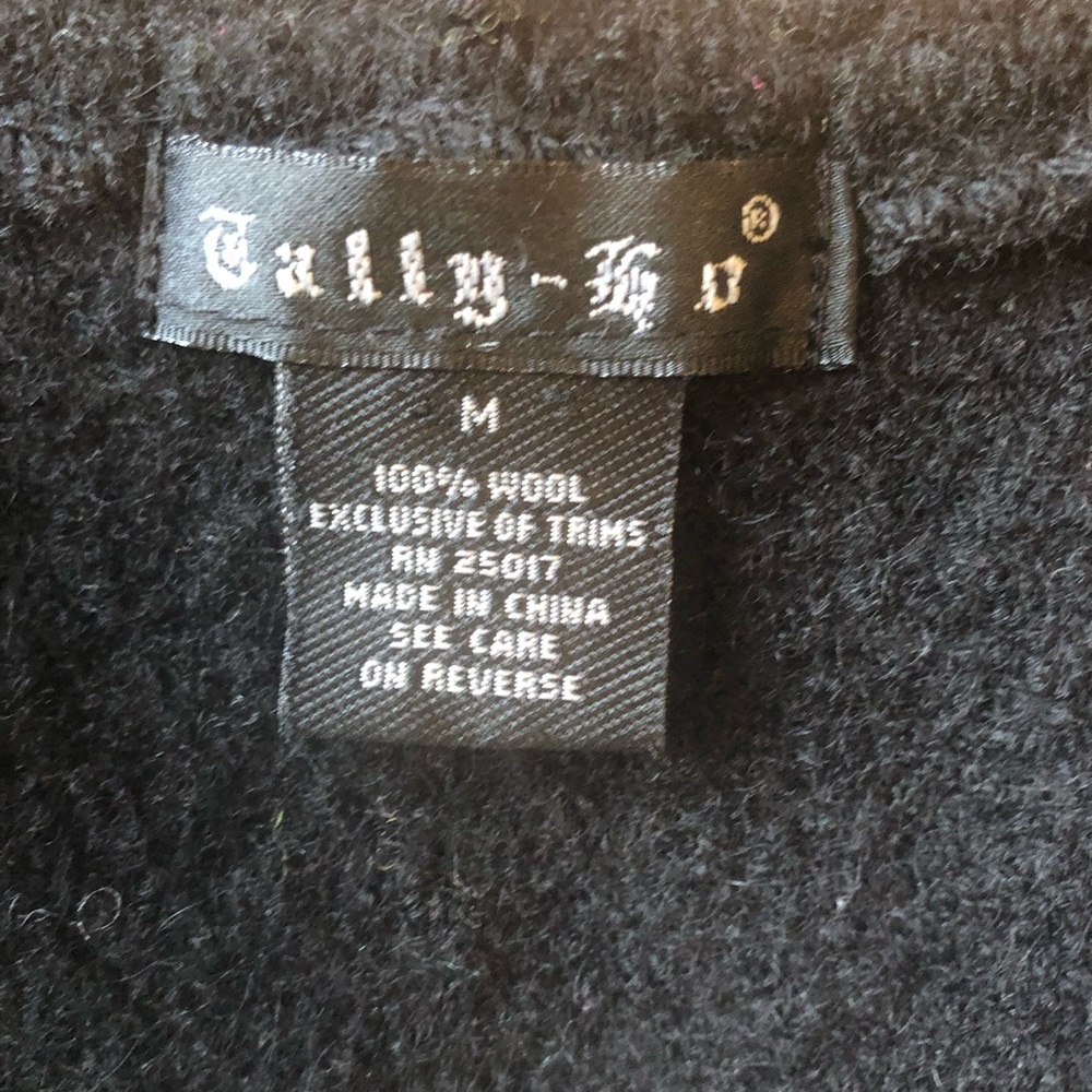 Tally Ho Black Wool Vest w/leopard patchwork & faux fur detachable collar Size M - Picture 13 of 15